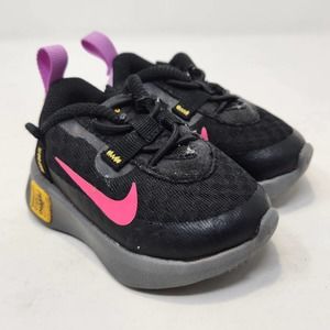 Nike Toddler Reposto TD Sneakers Atheltic Shoes 3C Black Fuchsia Glow Slip On